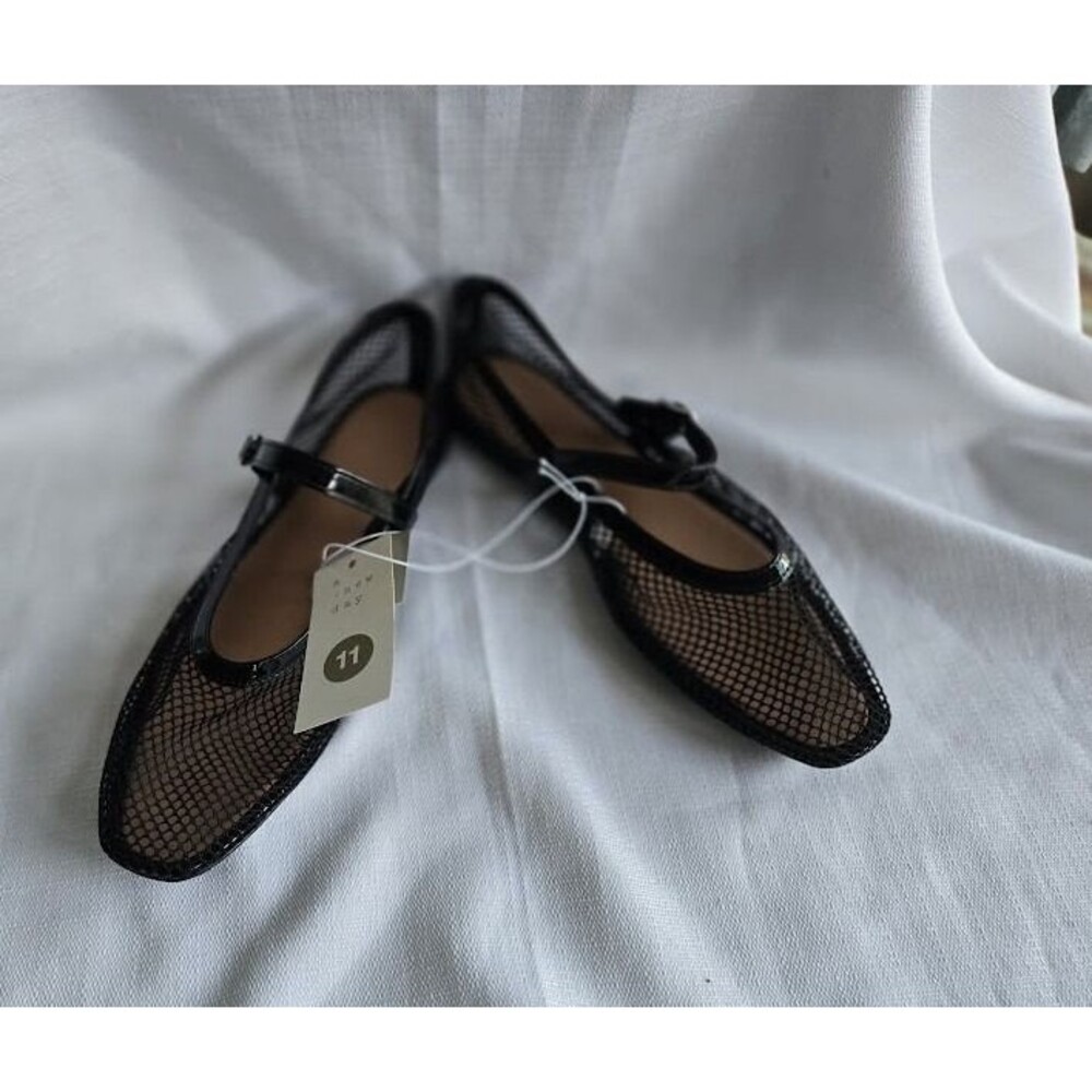 A New Day Issa Mesh Mary Jane Flats -Jet Black - Womens size 11 - NEW - Picture 5 of 5